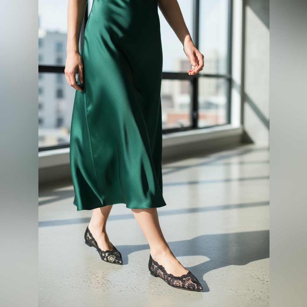 Arteana Elegant Black Lace Women's Flats. Made in Italy 🇮🇹 S/38